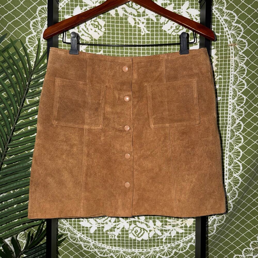 Just Female "Fer" Genuine Suede Mini Skirt -‎ Tan